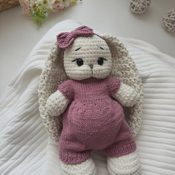 Handmade Crochet Bunny | First Easter Gift | Easter Basket Stuffer - Picture 4 of 5